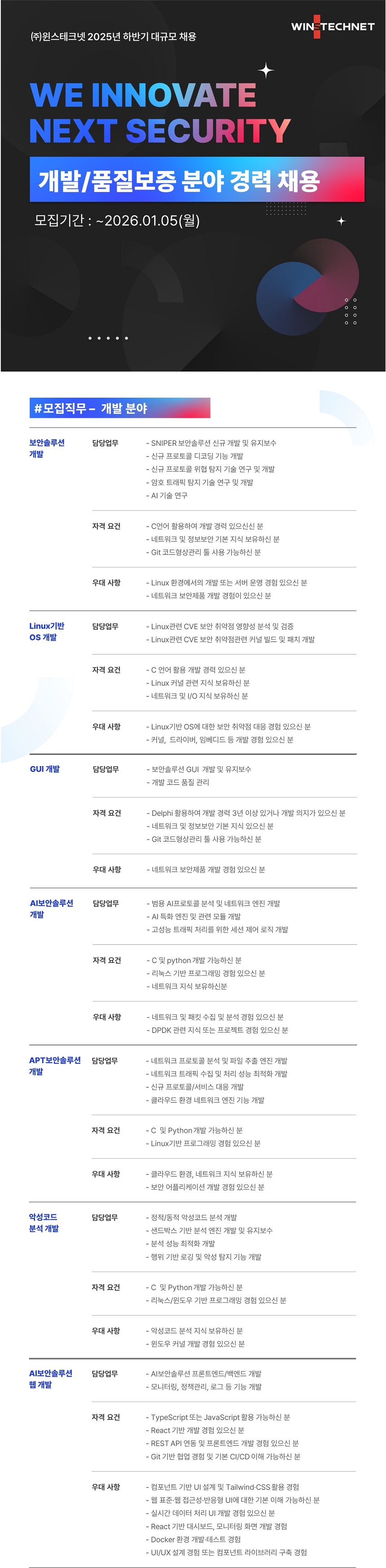 주)윈스 채용 | 악성코드 분석 개발 | 잡다